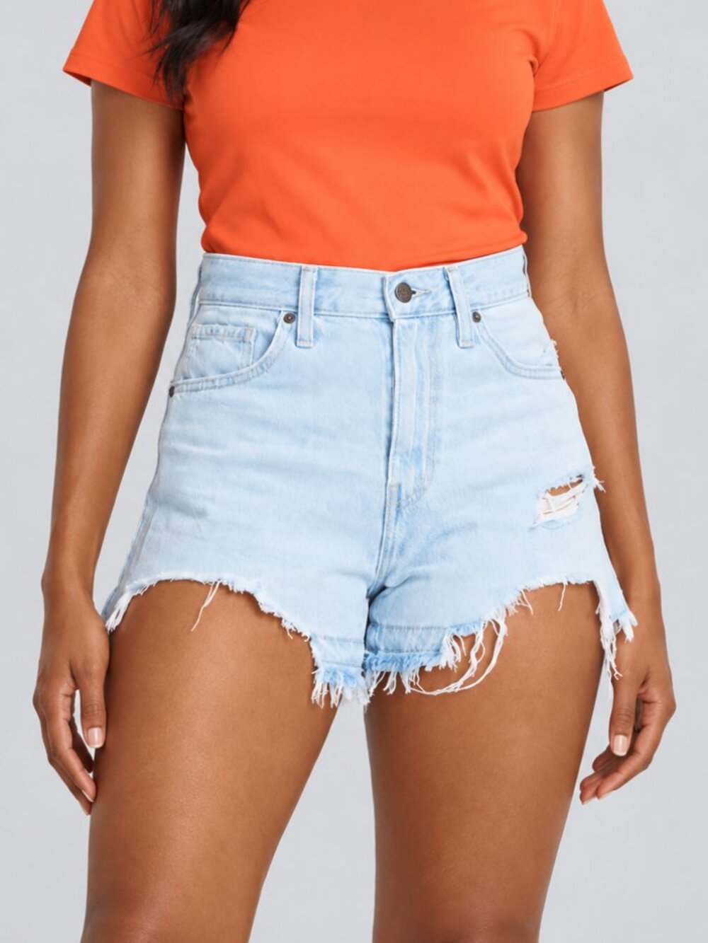 Levi's High Waisted Mom Shorts No Pressure Light Wash Distressed Size 26